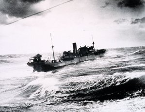Picture A cargo ship on a stormy sea