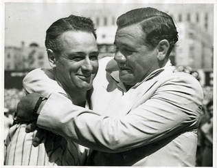Picture Babe Ruth hugs Lou Gehrig